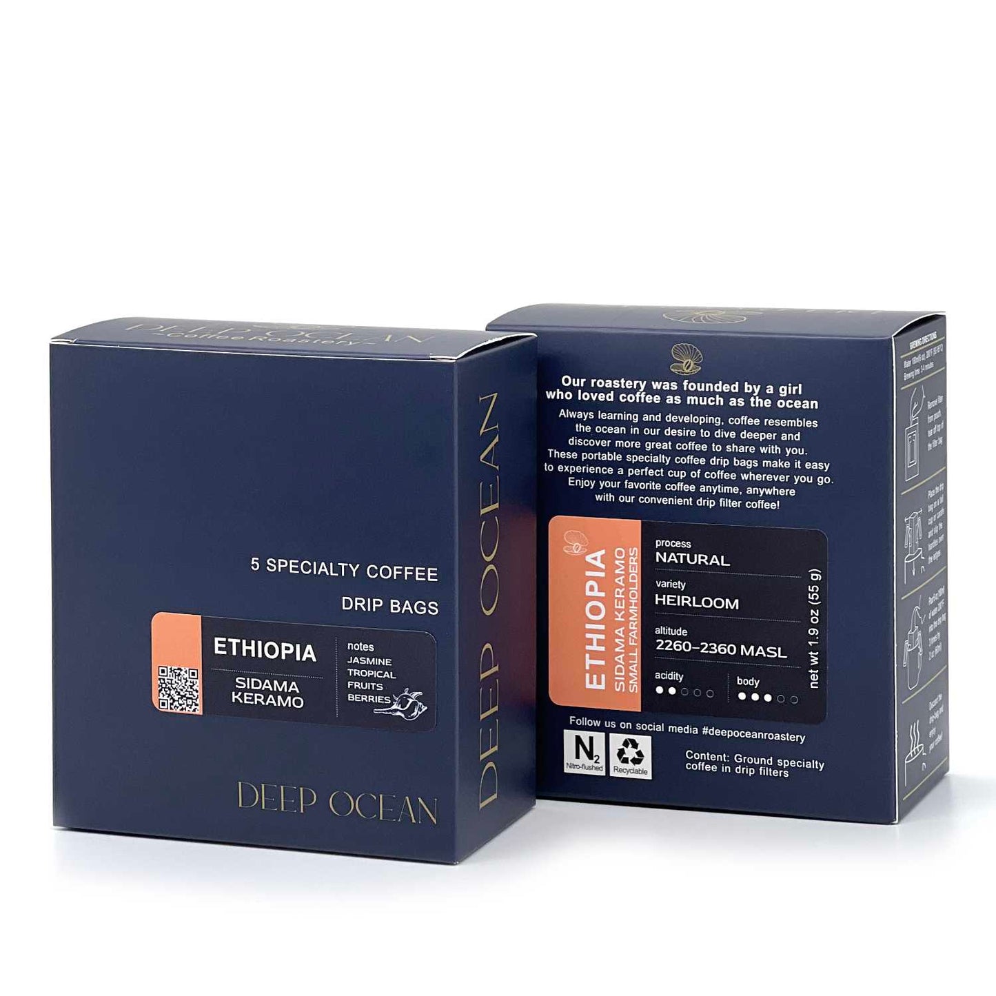variant 2 - light roasted coffee Ethiopia in drip boxes is great choice of specialty coffee.